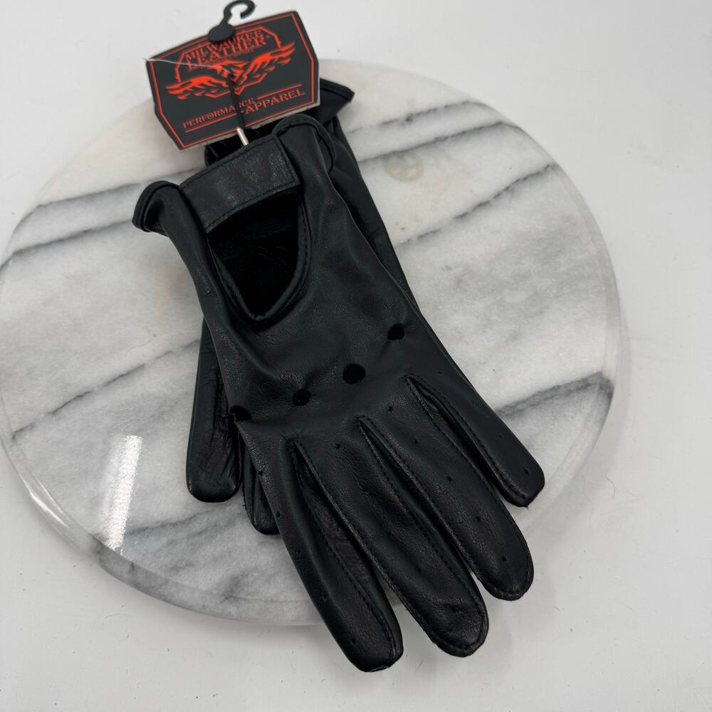 NWT Milwaukee Leather SH247 Men's Black Leather Unlined Driving Gloves - Picture 4 of 7